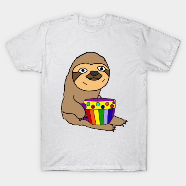 Funny Cool Sloth Drinking Coffee Art T-Shirt-TOZ